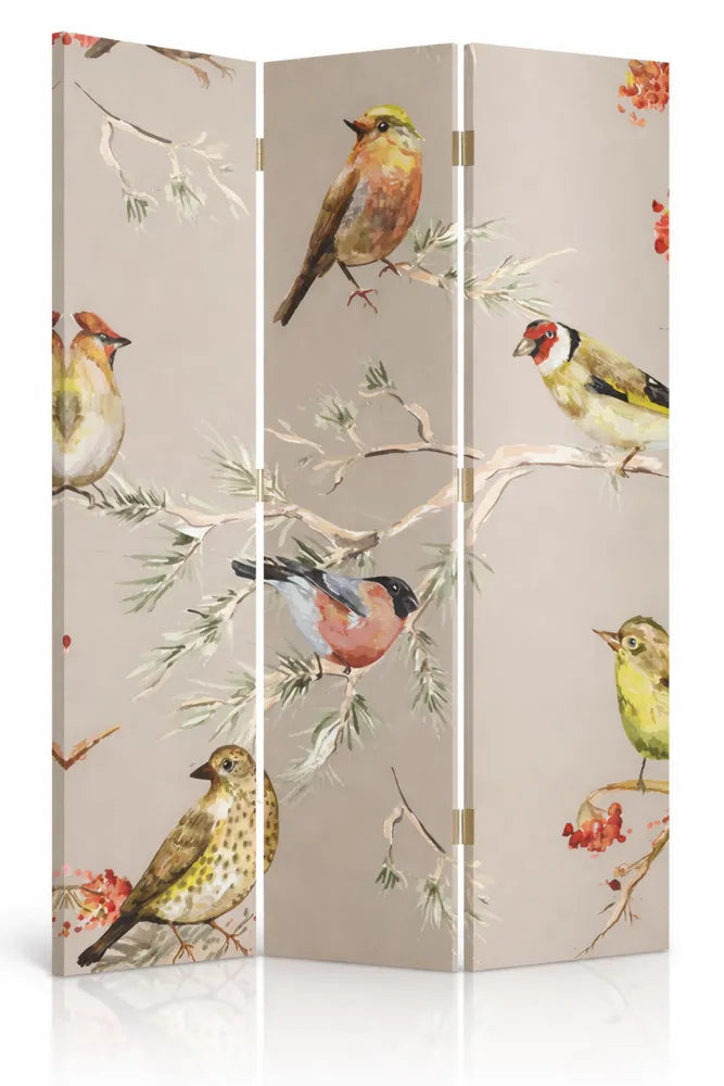 Paravent Décoratif Pliable Oiseaux et Branches 3 Panneaux