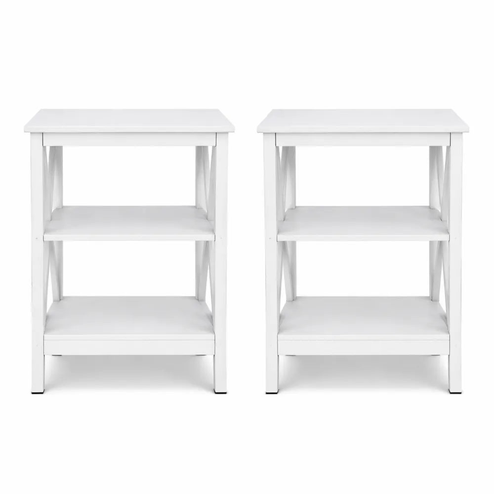 Tables de Nuit 3 Niveaux avec Pieds Métalliques pour Salon et Chambre