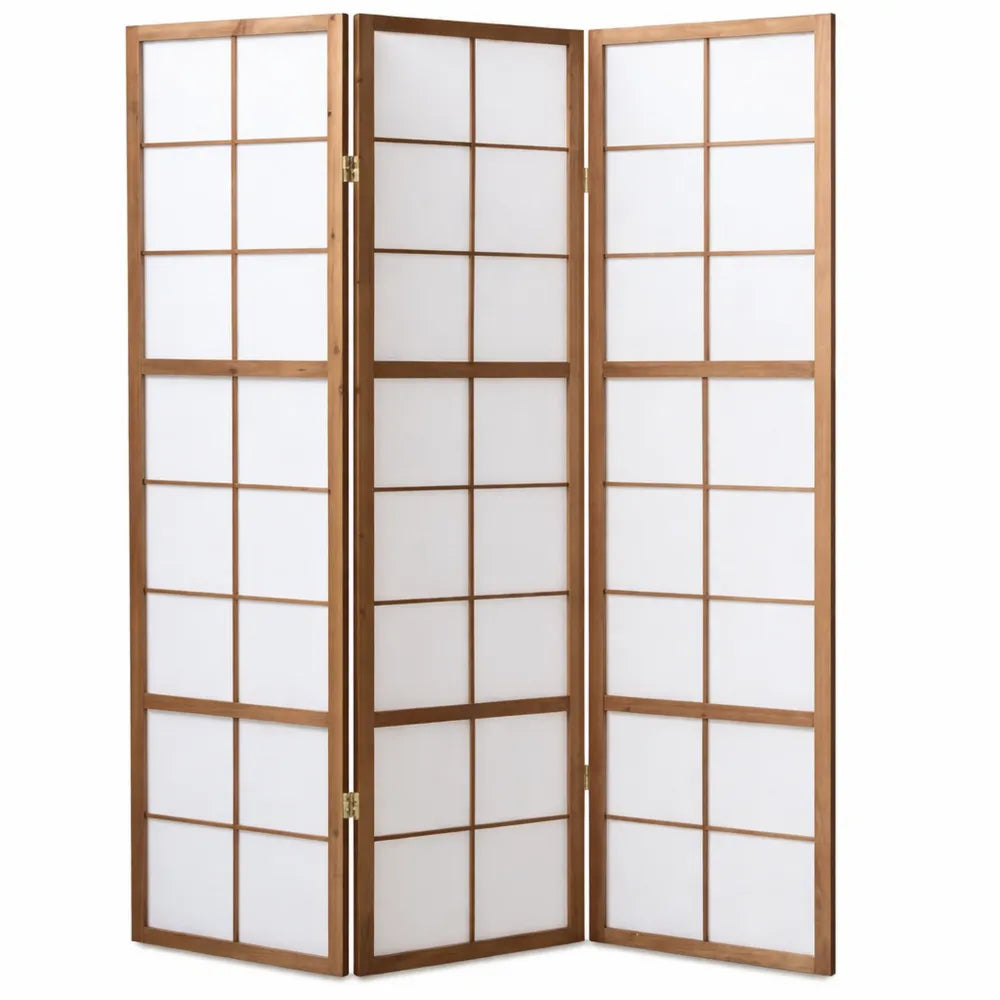 Paravent en Bois de Style Japonais à 3 Panneaux