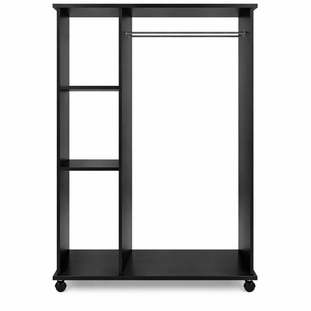 Armoire de rangement mobile noire en panneaux de particules