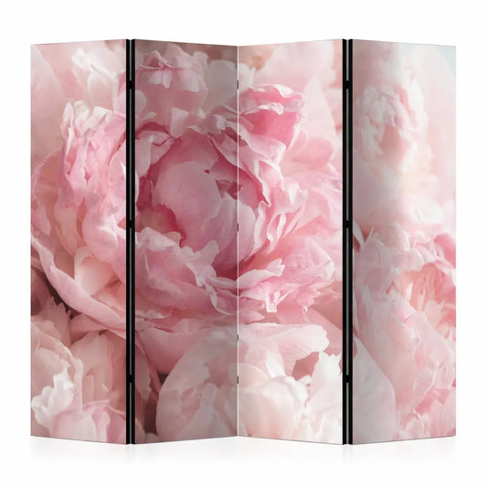Paravent en bois naturel avec toile imprimée florale 225x172 cm