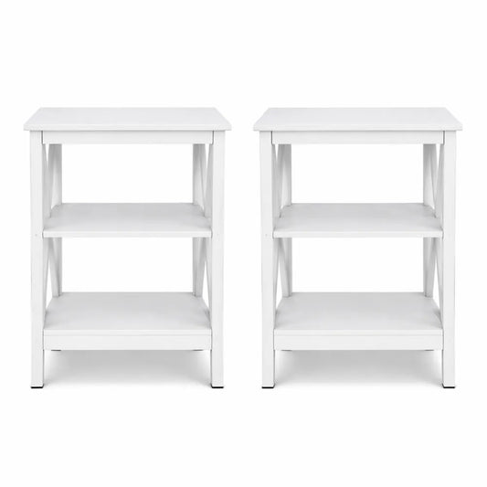 Tables de Nuit 3 Niveaux avec Pieds Métalliques pour Salon et Chambre