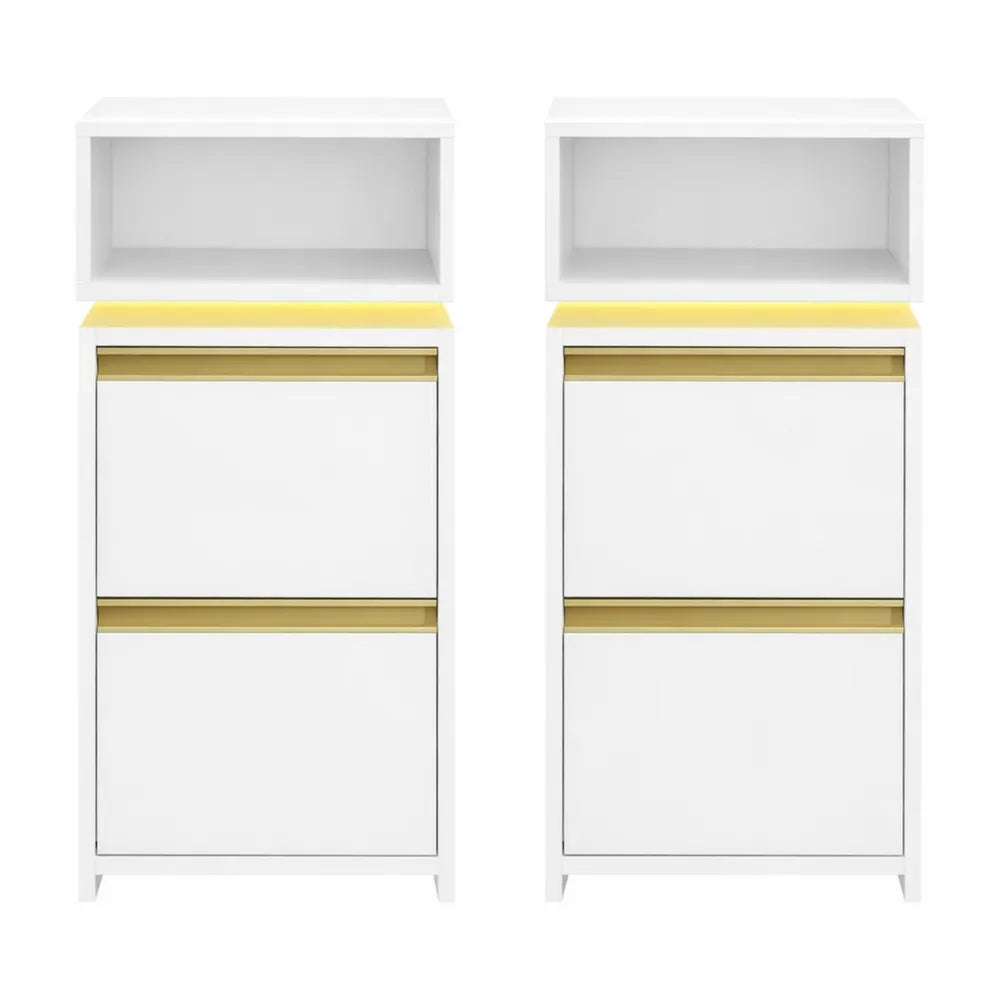 Lot de Tables de Nuit Modernes avec LED et Rangements