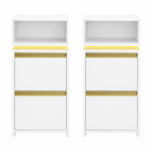 Lot de Tables de Nuit Modernes avec LED et Rangements