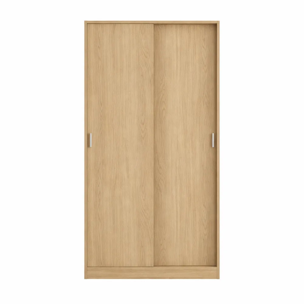 Armoire de rangement avec portes coulissantes, finition chêne