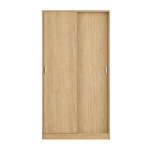 Armoire de rangement avec portes coulissantes, finition chêne