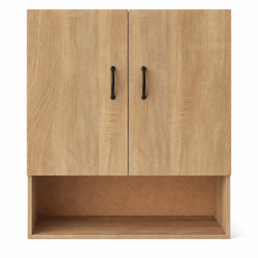 Armoire murale suspendue avec rangement moderne en bois chêne
