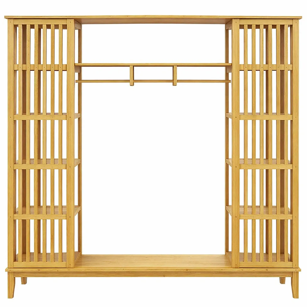 Garde-robe en bambou avec portes coulissantes et étagères