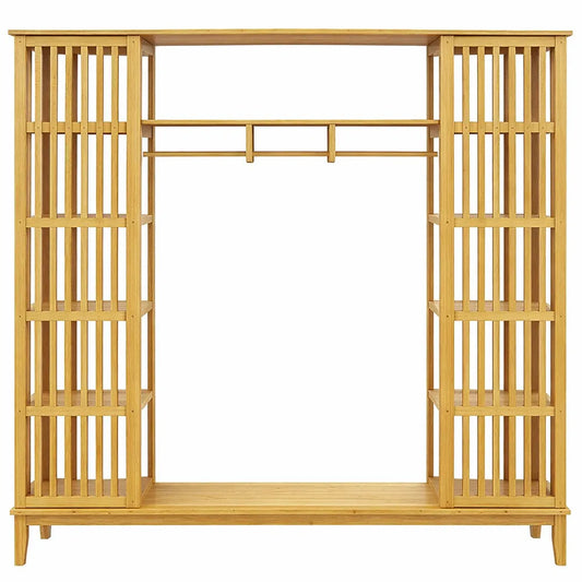 Garde-robe en bambou avec portes coulissantes et étagères